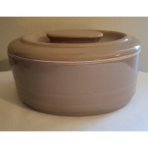 Hall China Hercules Westinghouse Refrigerator Leftover Dish Bowl Tan 1940s USA